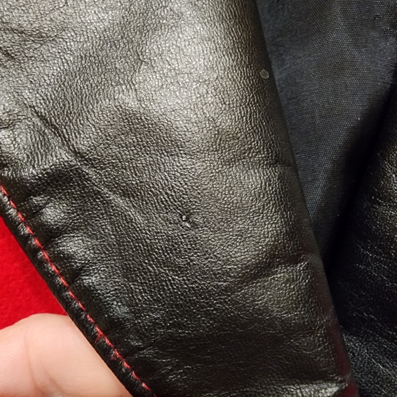 Jonathan Stevens Vintage Cropped Red Wool and  Leather Jacket, Size L - Picture 7 of 13